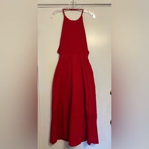 Madewell NWT red Swedish dot cotton halter dress sz10.